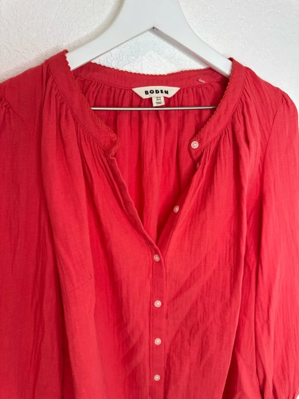 BODEN Button Down Gauze Cloth Long Sleeve Top
